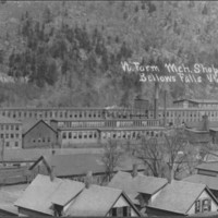 Vermont Farm Machine Company. Artist&#039;s Sketch of Plant: Early View Across Rockingham Street.