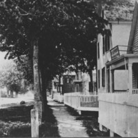 Saxtons River: Main Street Fences and Stone Posts.