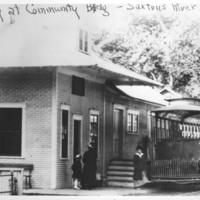 Passengers at Trolley Station. Saxtons River, VT.