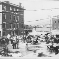 Near Hotel Windham. Crowd Gathering. 1910.