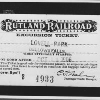 Lovell Farm, Etc.: The Park. Railroad Ticket.