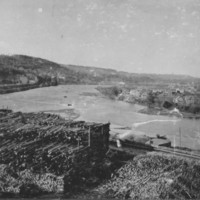 Pipers and Boomed Logs in Connecticut River.