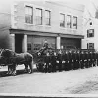 Ladder Truck, Crew, Horses. B.F.F.D.