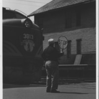 Last Hand Crossing Signal. Bellows Falls, VT. 8/10/1955