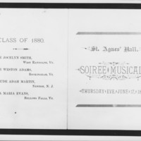 St. Agnes Hall Program Cover. 6/17/1880.