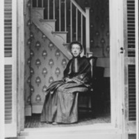 Morgan House Front Doorway with Miss Harriet Morgan.