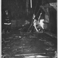 Removal of the B. and M. Freight House by Burning and as a Fire Fighter&#039;s Training Exercise. 7/12/1975. Fire Set In Southwest Corner.