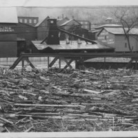 Flood: November, 1927. Drift Logs in Canal.