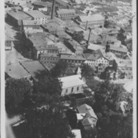 Bellows Falls, VT. Aerial view of Mills and Baptist Church.