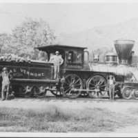 &quot;Burlington&quot;. Wood-Burning Locomotive.