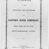 Saxtons River Seminary Catalogue. 1852.