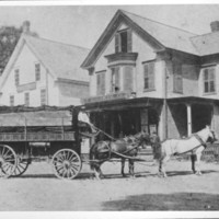 Four Horse Hitch. Tannery wagon. Saxtons River, VT.