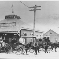 Railway Express Office and Carts.